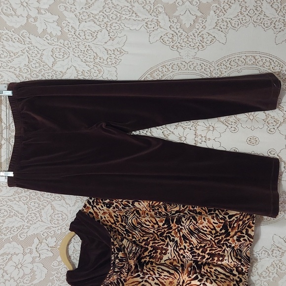 Rebecca Malone velvet like lounge tracksuit jacket w/hood L pants M (InvW017) - Picture 7 of 9